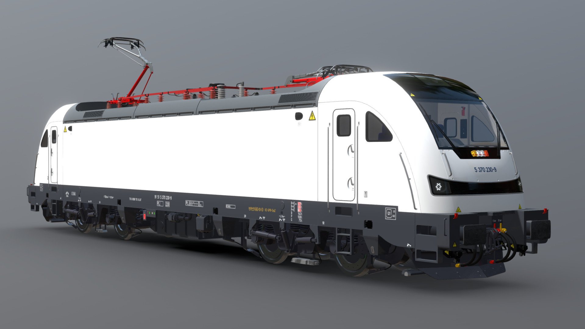 The model presents an original design of a modern 4-axle electric multi-system locomotive.