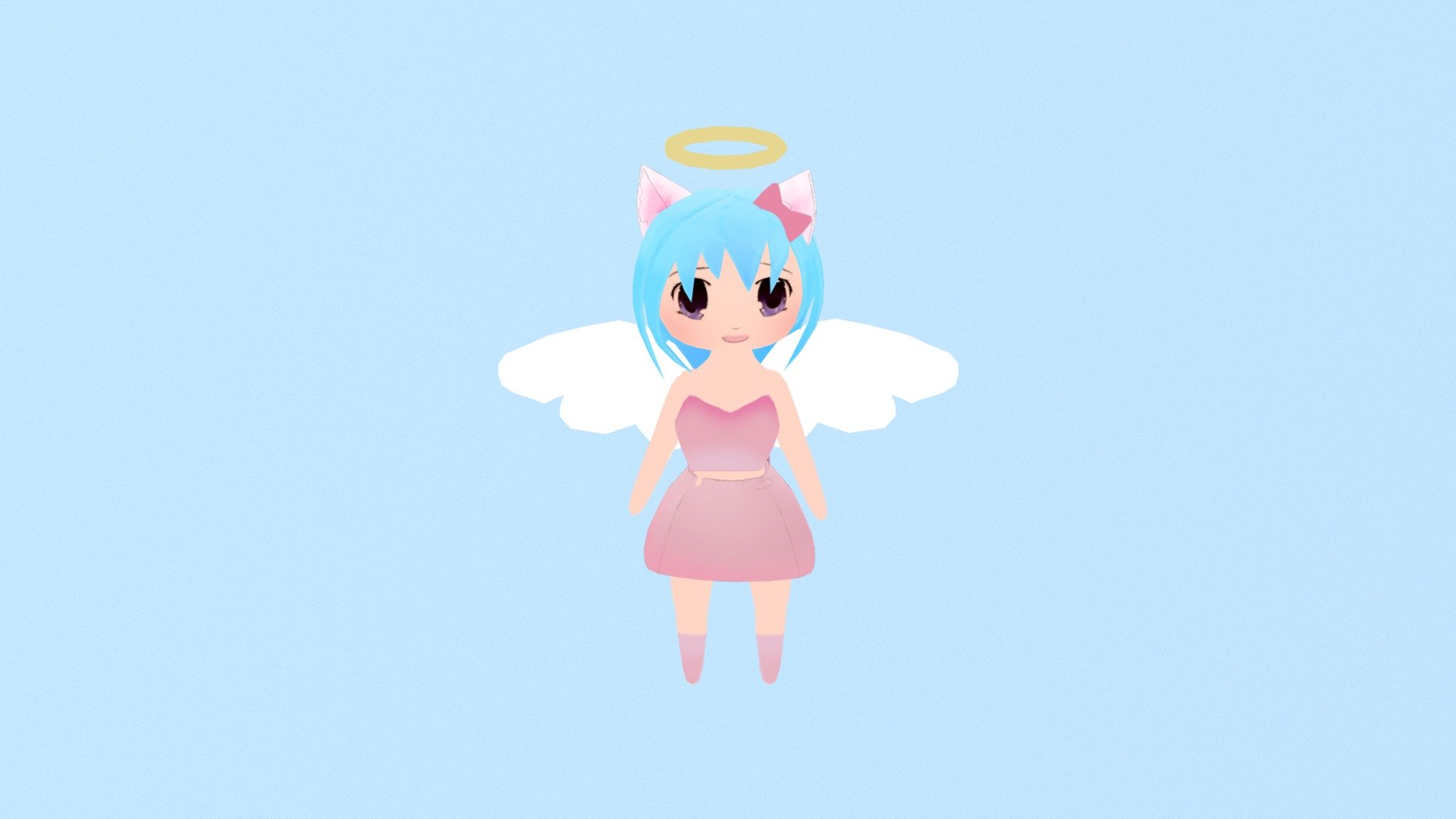 Cat anggel Chibi Cute Pink Low Poly