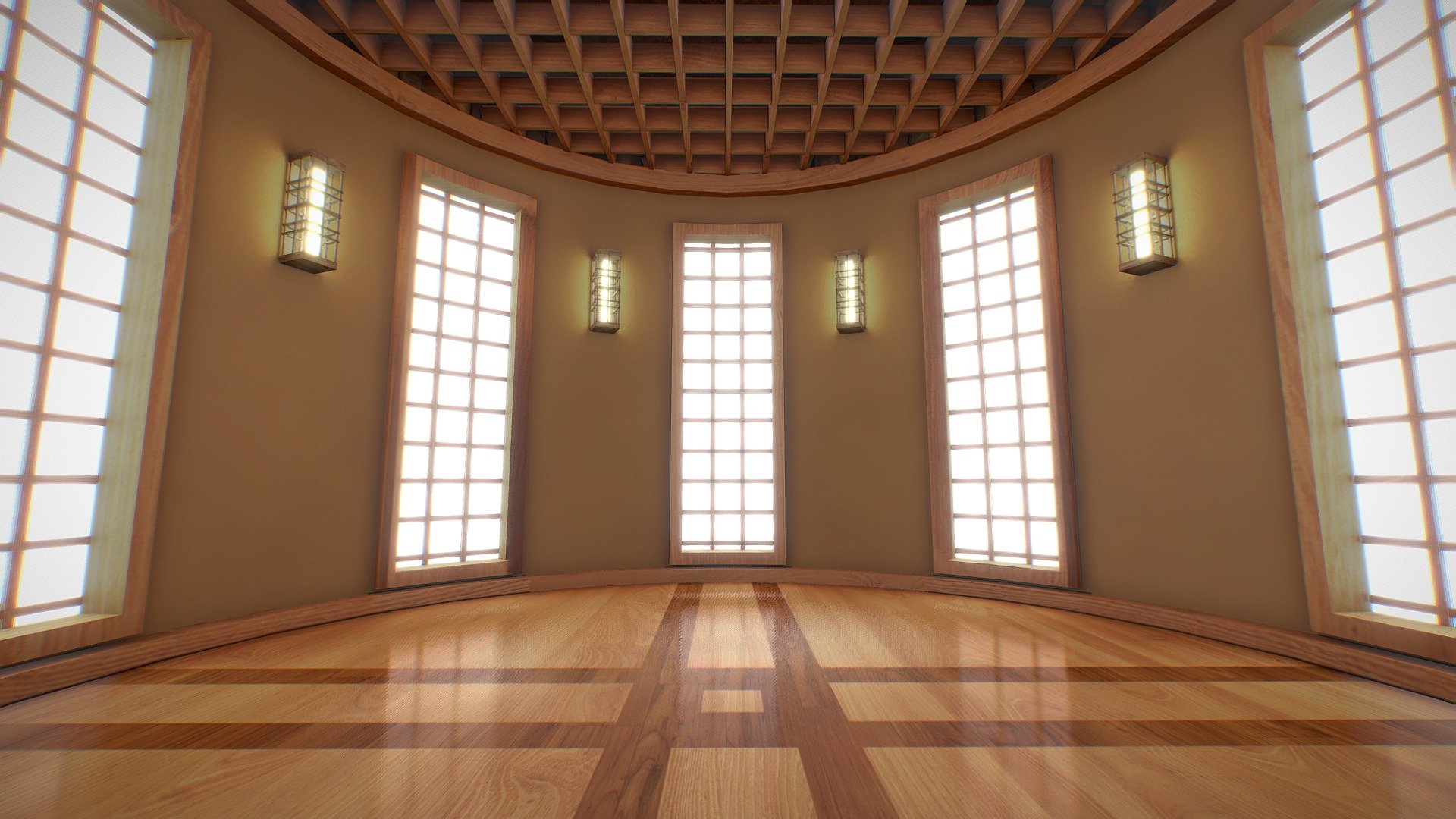 Meditation Room designed for VR purposes. Can be used for anything else as well. The textures are baked. They are also low poly