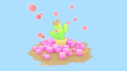 Cactus Juice || Sketchfab Weekly plant, autodesk, toon, cute, cactus, prop, colors, gradient, flatcolor, toonline, sketchfabweeklychallenge, yarts, handpainted, 3d