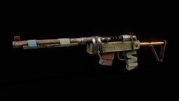 Semi Auto Rifle - Rust (LowPoly) games, rust, gamedev, downloadable, frommer, military-weapon, substance, painter, weapon, maya, low-poly, game, 3dsmax, blender, lowpoly, military, download