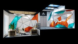 Modern Office Lobby - Baking office, room, modern, baking, b3d, desk, baked, vr, ar, lobby, leveldesign, interiordesign, reception, officespace, lightbaking, lowpoly, design, interior, lightbaked, noai