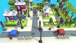 Stylize Cute Town fruit, cute, solar, punk, generator, pack, windturbine, vegetation, town, isometric, stylize, container-box, solarpunk, container-cargo, asset, blender, blender3d, house, animal, stylized, noai