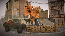 WW2 CityScene - Carentan dae, ww2, cityscene, carentan, daehowest2018-2019, photoshop, 3dsmax, gamelevelchallenge