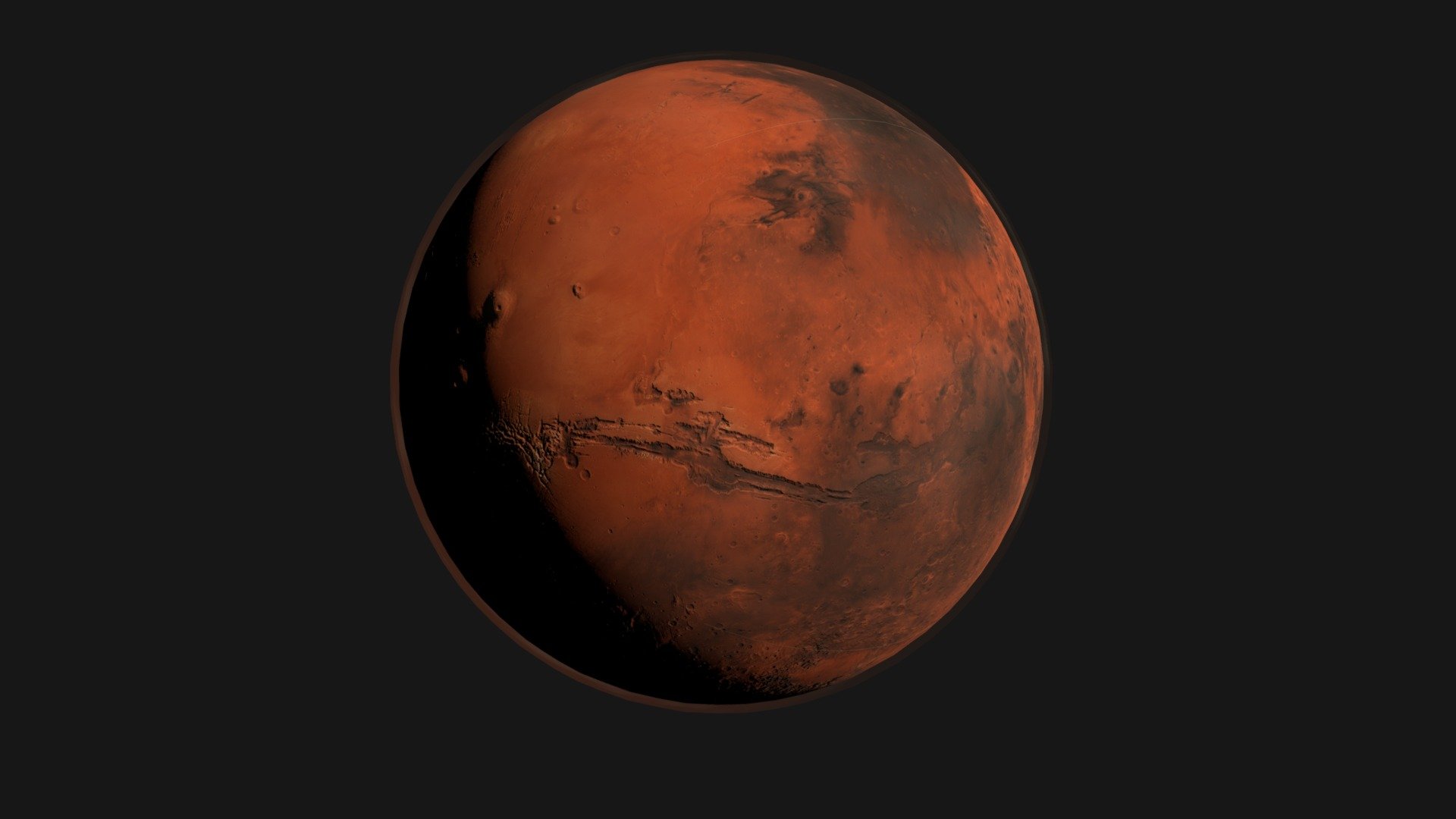 Mars planet with surface details, clouds and atmosphere layers. The clouds and planet ground are animated.