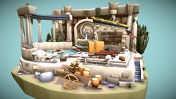Greek Bath House - DAE Villages dae, turtle, school, greek, project, soldier, prop, bath, assignment, sparta, greece, hot, day, merchant, pool, summer, color, diorama, enviroment, water, exam, maya3d, daehowest, jojo, bathhouse, aqueduct, ancientgreece, handpainted, architecture, 3d, photoshop, house, building, shop, village, history, daevillages, gameart2021