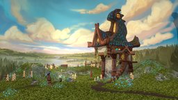 Bird Nursery green, cute, bird, happy, kindergarden, cabin, sun, bright, hut, vegetation, eggs, birdhouse, nursery, hatchery, meadow, wooden-house, stylized-handpainted, stylized-environment, handpainted, architecture, blender, blender3d, gameart, gameasset, house, stylized, fantasy