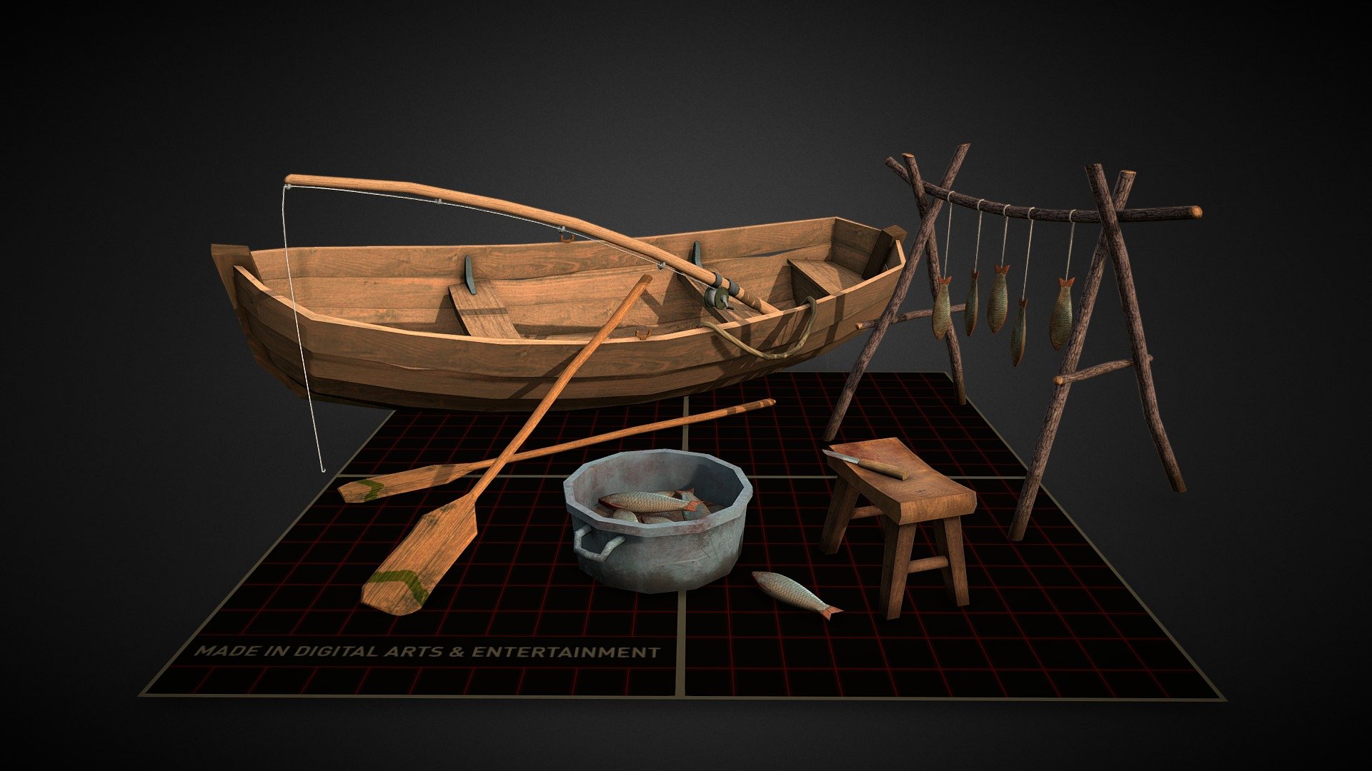 Lonely fisherman scene