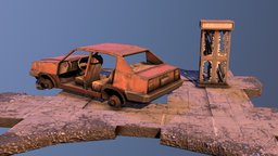 Post-Apocalyptic Props abandoned, ruins, objects, assets, post-apocalyptic, wreck, rusted, props, destroyed, phonebooth, post-apoc, nuked, bombed, 3dsmax, vehicle