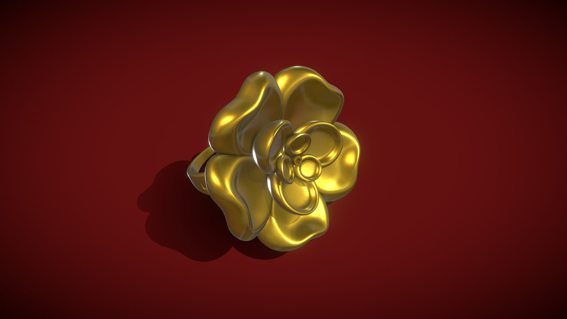 Flower Ring Jewelry Design made in 3ds max and rendered in Keyshot 9.3 pro.
3D Printable Model.

Ring size:-
Ring Diameter = 20mm, Thickness = 1mm, Taper Value = 1.5mm to 5.5mm.
Flower Diameter = 28mm, Height = 8mm.
Polys = 48576 and Verts = 48600.