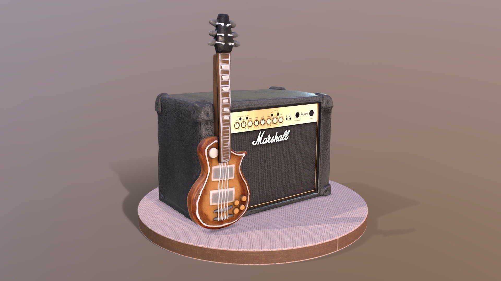 This legendery Marshall Guitar Amplifier Musician Cake model was created using photogrammetry which is made by CAKESBURG Premium Cake Shop in the UK. You can purchase real cake from this link: https://cakesburg.co.uk/products/marshall-guitar-amplifier-guitarist-cake-3?_pos=2&amp;_sid=ece476f69&amp;_ss=r

Textures 2X 4096*4096px PBR photoscan-based materials Base Color, Normal Map, Roughness)