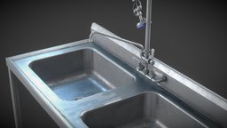 Restaurant Steel Sink sink, kitchen, asset, game, pbr, noai