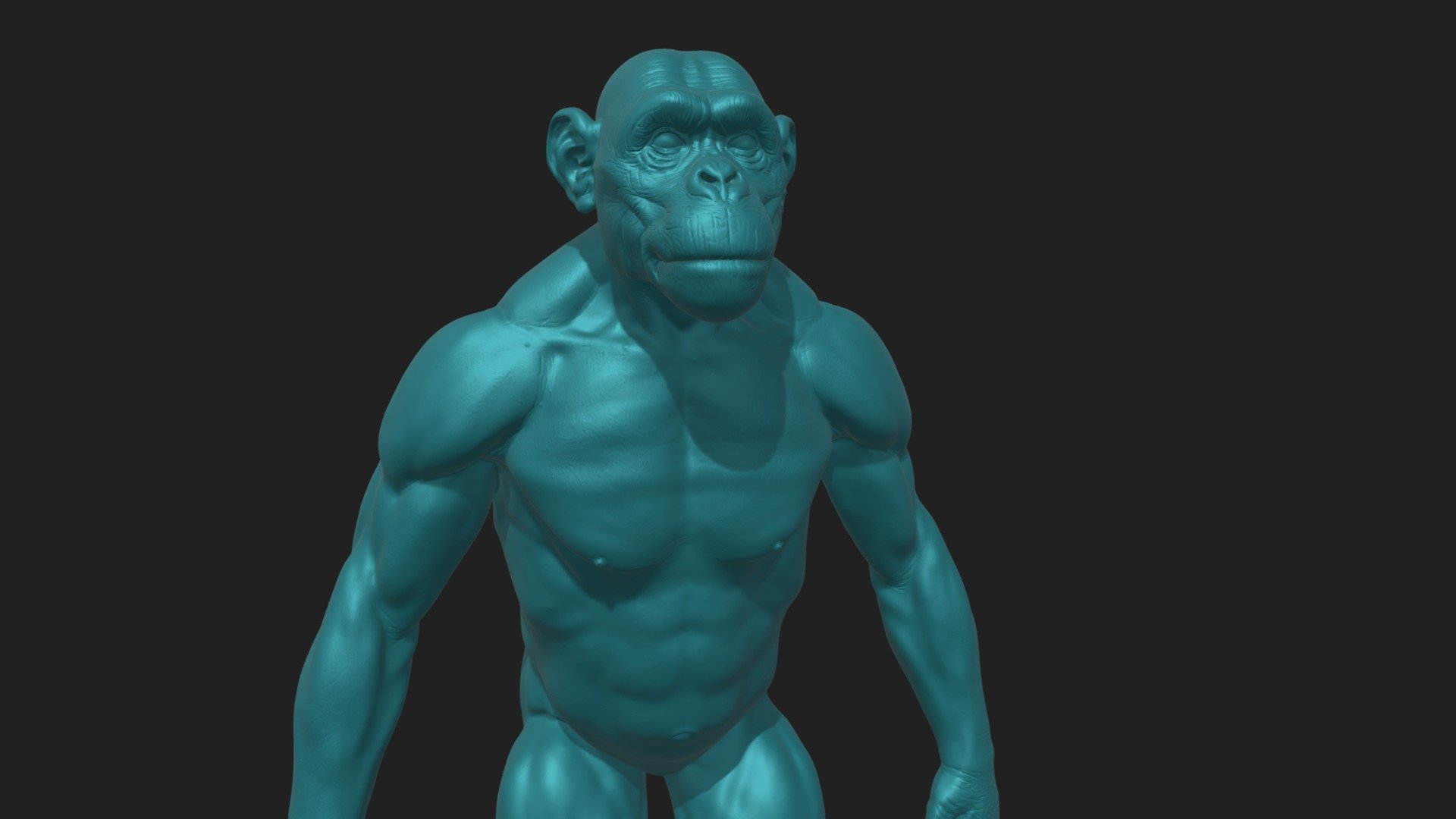Monkey / chimpanzee to print without fur

1 fullbody file
1 Base