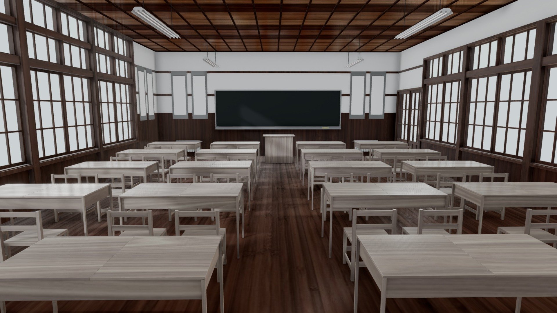 Ambient Occlusion and Lighting with Blender.
Virtual Reality Classroom prepared for VR.
Format FBX file size : 2.91MB.
Ready to use.

Click on the link to see more models : https://sketchfab.com/GbehnamG/store

If you need customized 3d models , feel free to contact at: mr.gbehnamg@yahoo.com