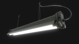 Fluorescent Lamp office, vintage, architectural, fluorescent-lamp, substancepainter, substance, lighting, game, pbr, lowpoly, industrial