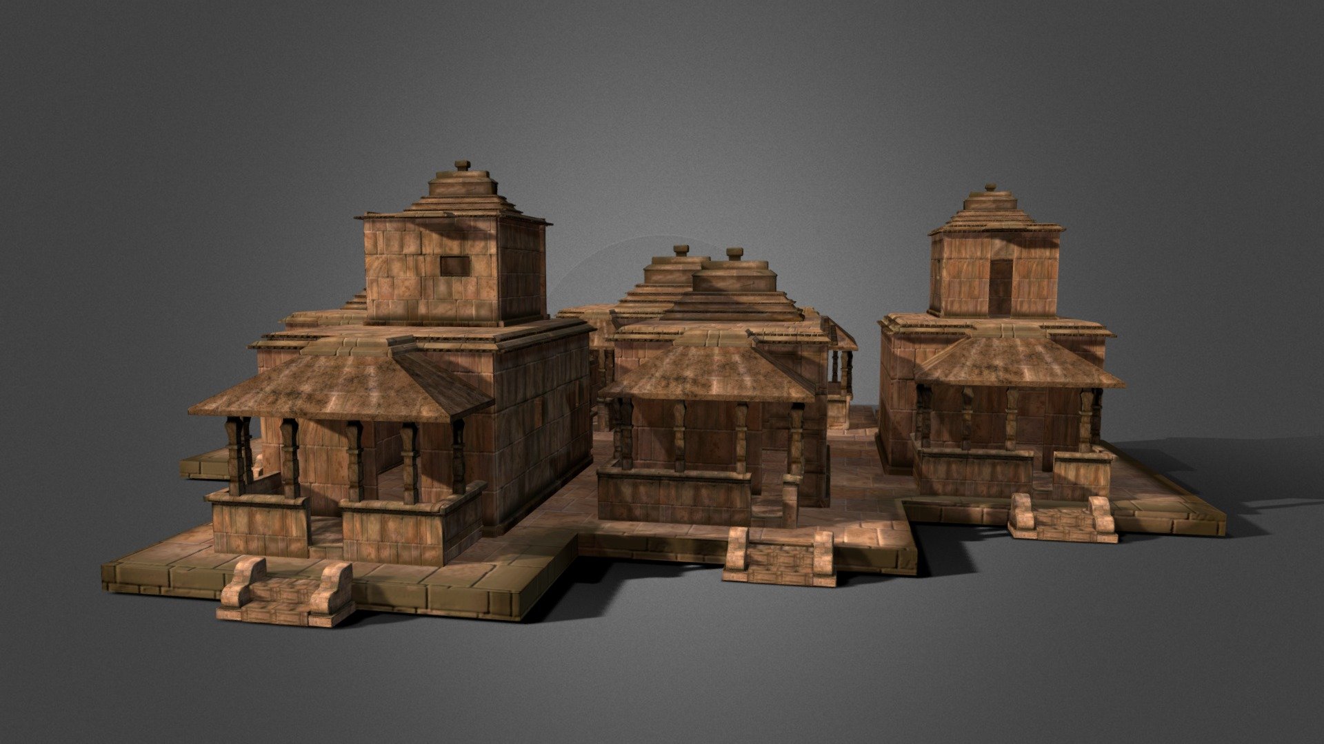 The houses are inspired by the history based in the south of India. They are made of Sandstone boulders and carefully carved by the craftsmen.