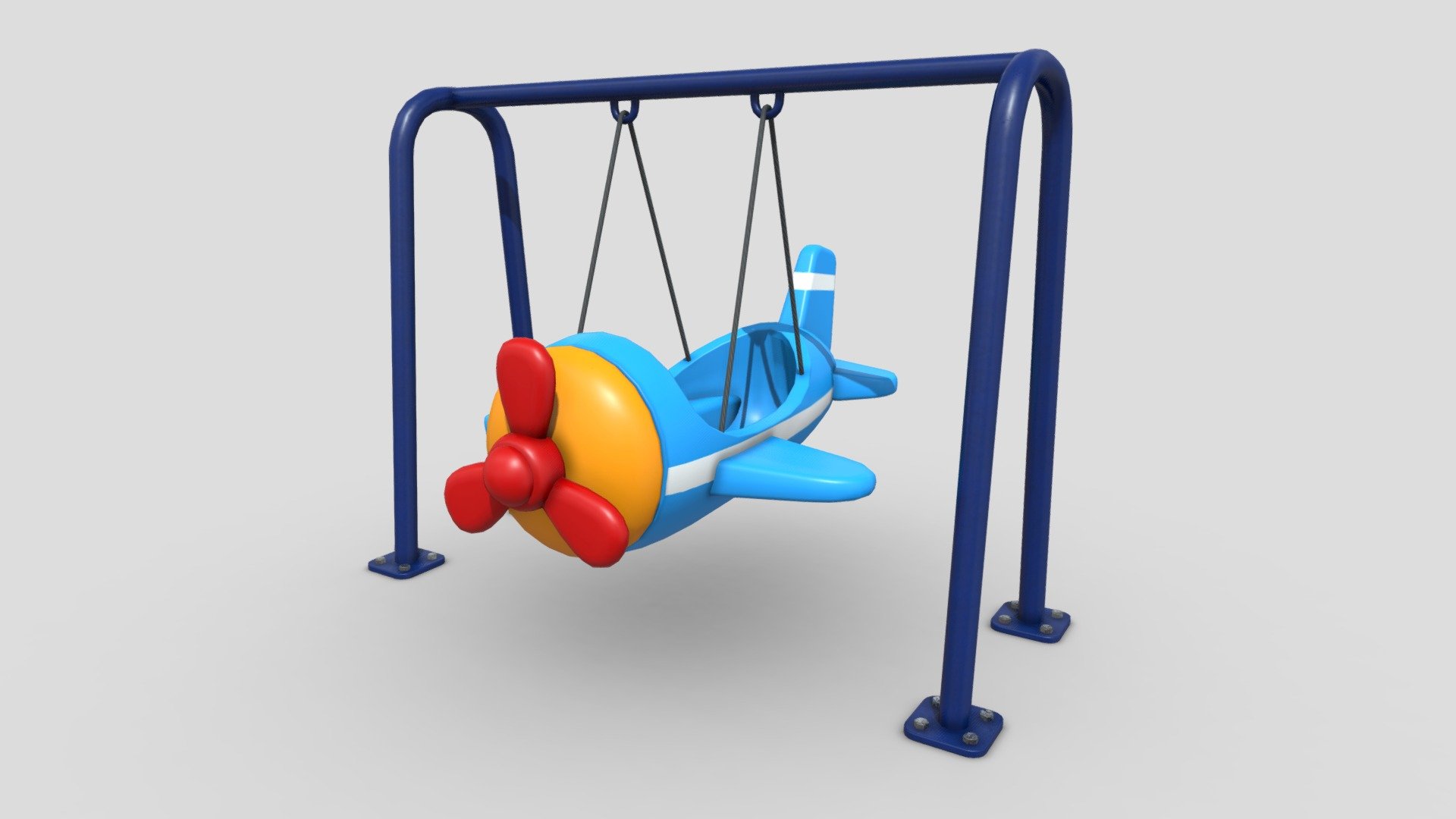 Airplane Swing 3D Model by ChakkitPP.




This model was developed in Blender 2.90.1

Unwrapped Non-overlapping and UV Mapping

Beveled Smooth Edges, No Subdivision modifier.


No Plugins used.




High Quality 3D Model.



High Resolution Textures.

Polygons 5034 / Vertices 5470

Textures Detail :




2K PBR textures : Base Color / Height / Metallic / Normal / Roughness / AO

File Includes : 




fbx, obj / mtl, stl, blend
