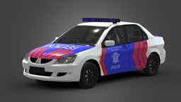 Indonesia Police Car police, mitsubishi, lancer, indonesian, patrol, polisi, low-poly, poly, car, cedia
