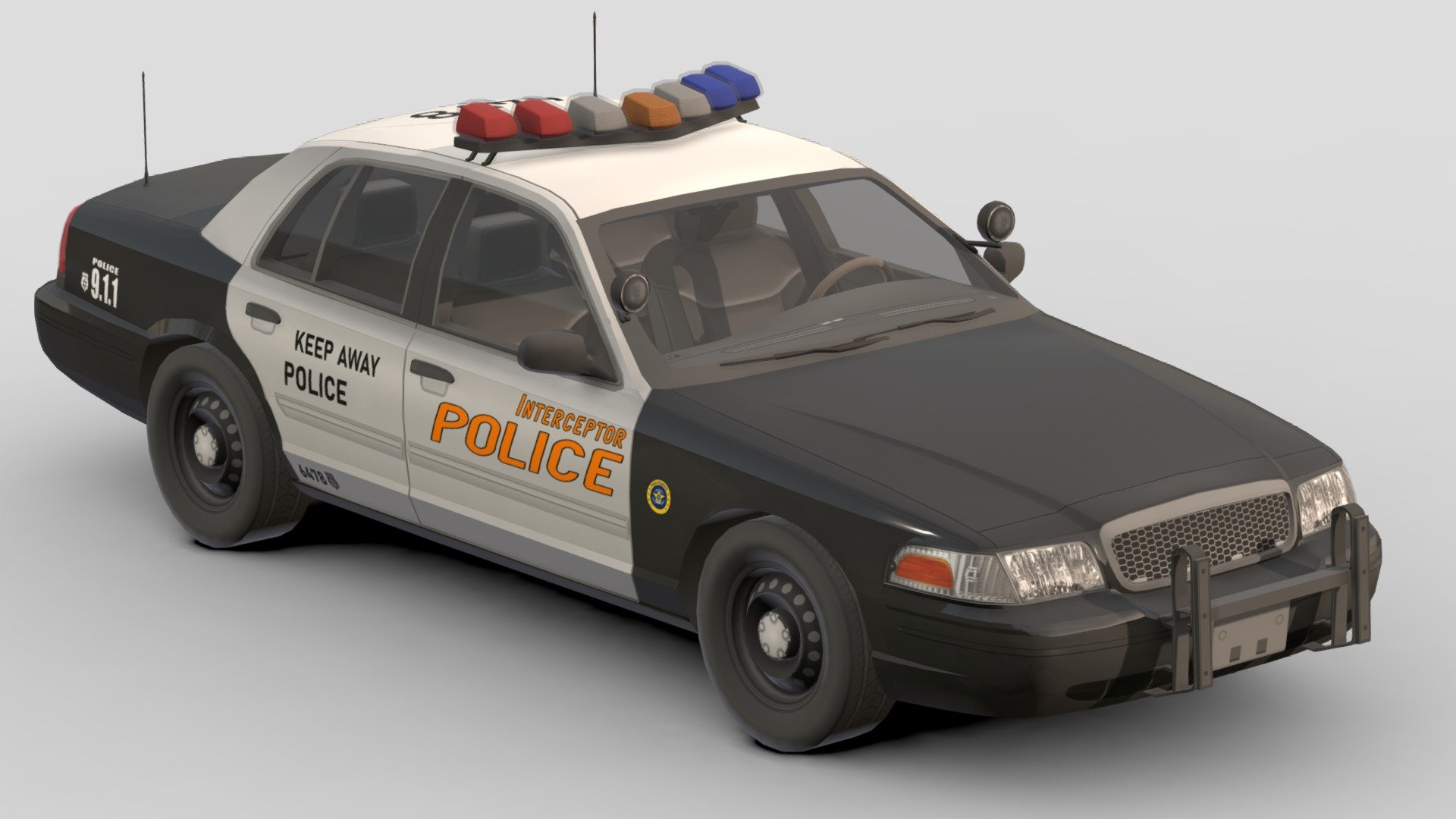 Police Car # 9

You can use these models in any game and project.

Low-poly

Average poly count : 30,000

Average number of vertices : 30,000

Textures : 4096 / 2048 / 1024

High quality texture.

format : fbx , obj , 3d max

Isolated parts (Door, steering wheel, wheels, body).