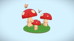 Mushroom Diorama - Toon Shaded