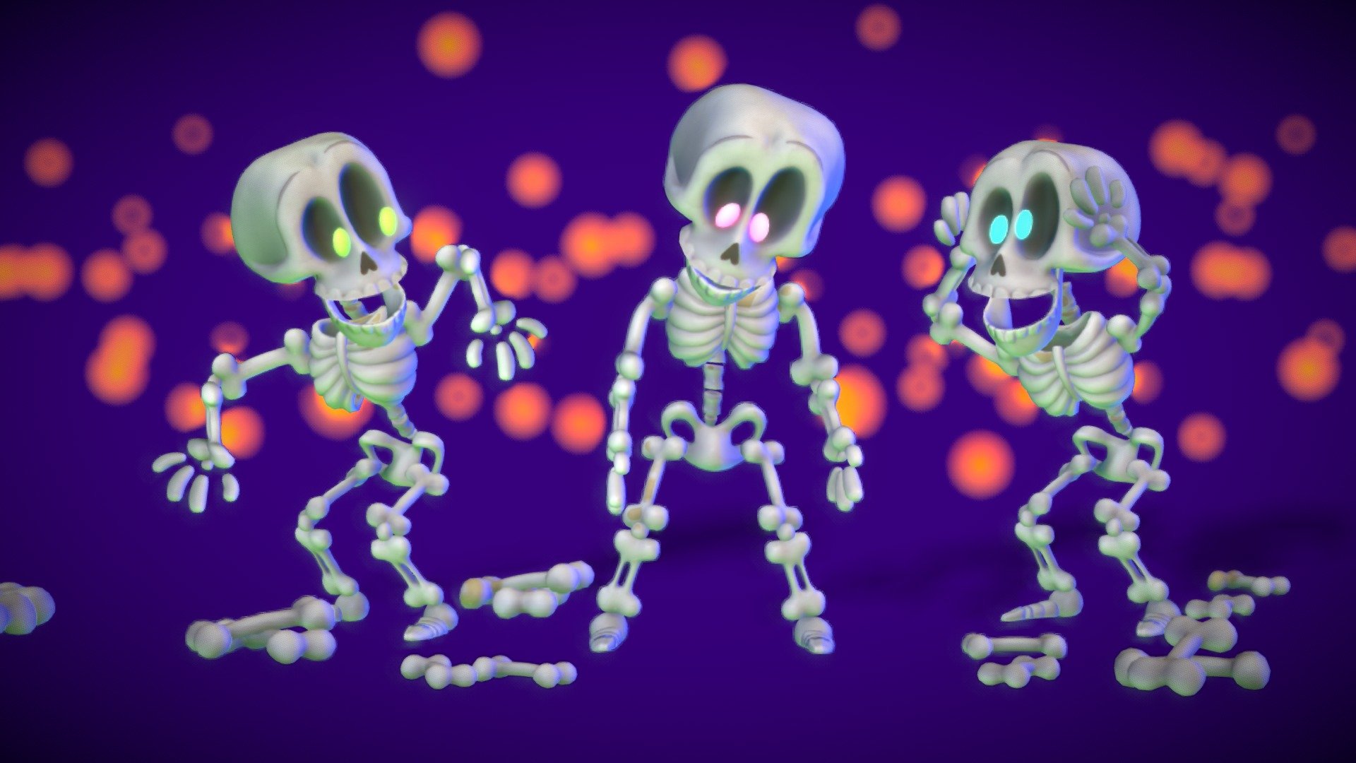 cute stylized skeletons.

Bring the spooky of halloween to your next project with this stylized spooky skeletons!
cute stylized and toony skeleton model with PBR material. 
Also works unlit.

The rig and animaton are from mixamo and not mine.
It's a little cute and not perfect, maybe it will work for your project

There are more assets  to add to your game scene or environment. Check out my sale.
If you need more assets in this style. contact me.

I also accept freelance jobs. Do not hesitate to write me.

-------------Terms of Use--------------

Commercial use of the assets  provided is permitted but cannot be included in an asset pack or sold at any sort of asset/resource marketplace.*

9213140

5207418
