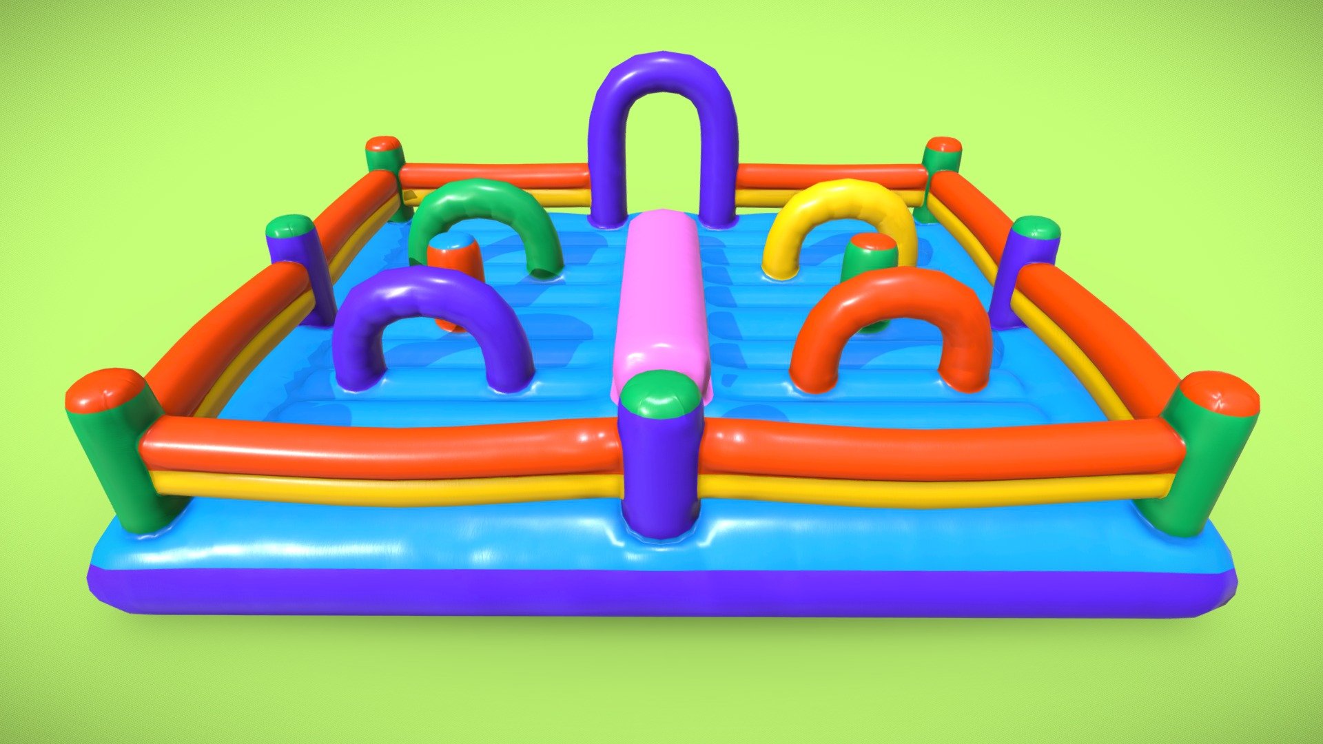 This is a 3D model of an Inflatable for kids large size

Made in Blender 2.9x (Cycles Materials) and Rendering Cycles.
Main rendering made in Blender 2.9 + Cycles using some HDR Environment Textures Images for lighting which is NOT provided in the package!

What does this package include?

3D Modeling of an Inflatable for kids large size
2K and 4K Textures (Base Color, Normal Map, Roughness, Ambient Occlusion) 

Important notes

File format included - (Blend, FBX, OBJ, MTL)
Texture size -  2K and 4K 
Uvs non - overlapping
Polygon: Quads
Centered at 0,0,0
In some formats may be needed to reassign textures and add HDR Environment Textures Images for lighting.
Not lights include 
Renders preview have not post processing
No special plugin needed to open the scene.

If you like my work, please leave your comment and like, it helps me a lot to create new content.
If you have any questions or changes about colors or another thing, you can contact me at  we3domodel@gmail.com