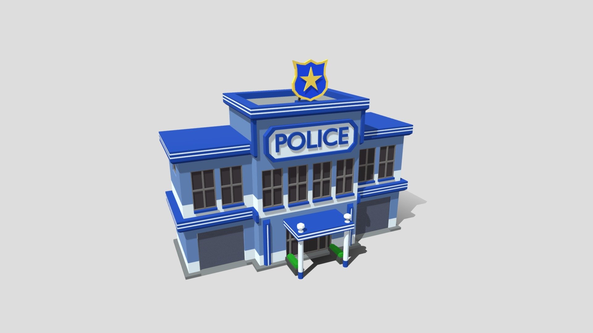 Low poly police station part of lowpoly city pack