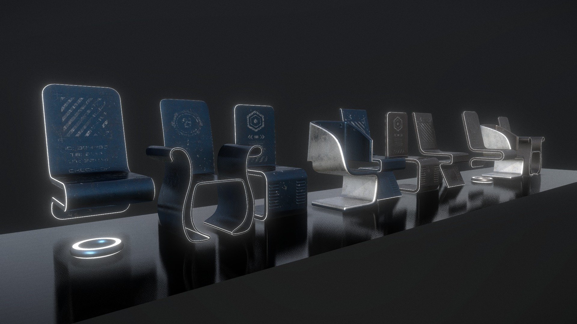 Sci-fi Chairs with all the Textures like diffuse,normal,roughness and Metallic with 3 color variations.
You can easily remove the emissive edges by removing the emissive Material from the mesh.
All the Required files/Textures are contained in Additional Files.
Thank You!


Free version will be available soon