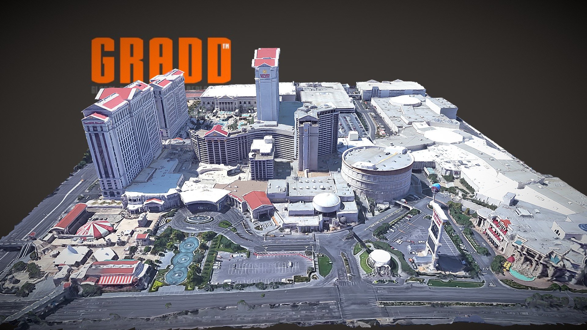 GRADD 3D Model of Caesars Palace, Las Vegas

Caesars Palace is a AAA Four Diamond luxury hotel and casino in Paradise, Nevada, United States. The hotel is situated on the west side of the Las Vegas Strip between Bellagio and The Mirage. It is one of the most prestigious casino hotels in the world and one of Las Vegas's largest and best known landmarks.[1][2]

Caesars Palace was established in 1966 by Jay Sarno, who sought to create an opulent facility that gave guests a sense of life during the Roman Empire. It contains many statues, columns, and iconography typical of Hollywood Roman period productions including a 20-foot (6.1 m) statue of Julius Caesar near the entrance. Caesars Palace is now owned and operated by Caesars Entertainment. As of July 2016, the hotel has 3,976 rooms and suites in six towers and a convention facility of over 300,000 square feet (28,000 m2). The hotel has a large range of restaurants. 

From Wikipedia, the free encyclopedia