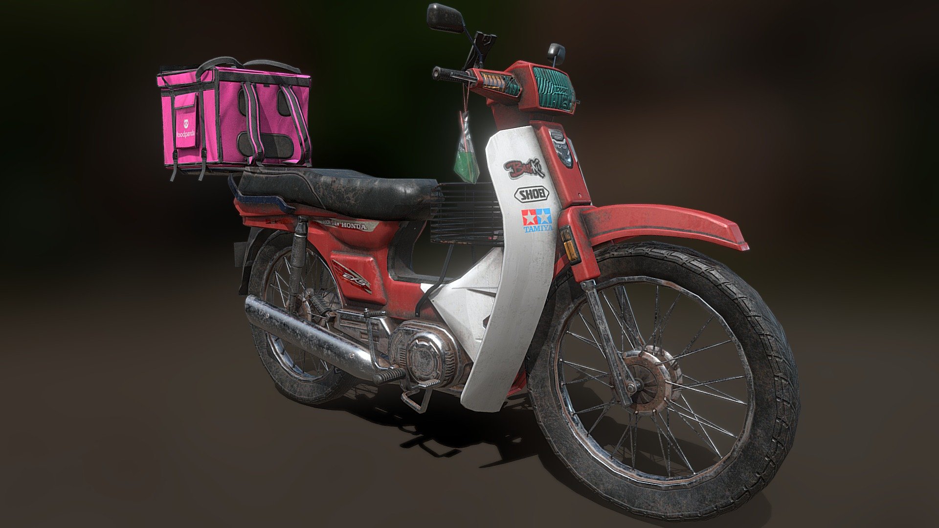 Food Delivery Bike. Modelled in Maya and textured in Substance Painter.
Fbx and obj formats with 4k and 8k textures available in the additional files. Also includes the parked pose with stand.
The Unreal uasset contains custom UCX collision, 2 material and 3 lod's.
You can get the version with custom branding and logo on FAB here : https://www.fab.com/listings/d9fd097c-f583-4675-b58d-abdae842f85a
Please feel free to view more of my other available assets here: https://www.fab.com/sellers/AliasHasim