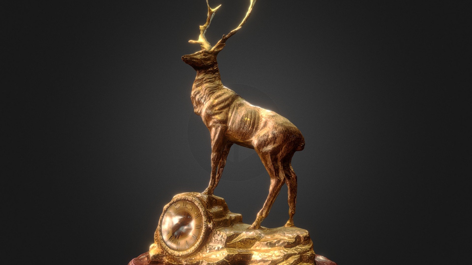 Gold plated Copper Sculpture Bucks Clock

Photogrammetry from 240 photos.

鍍金黃銅雄鹿座鐘