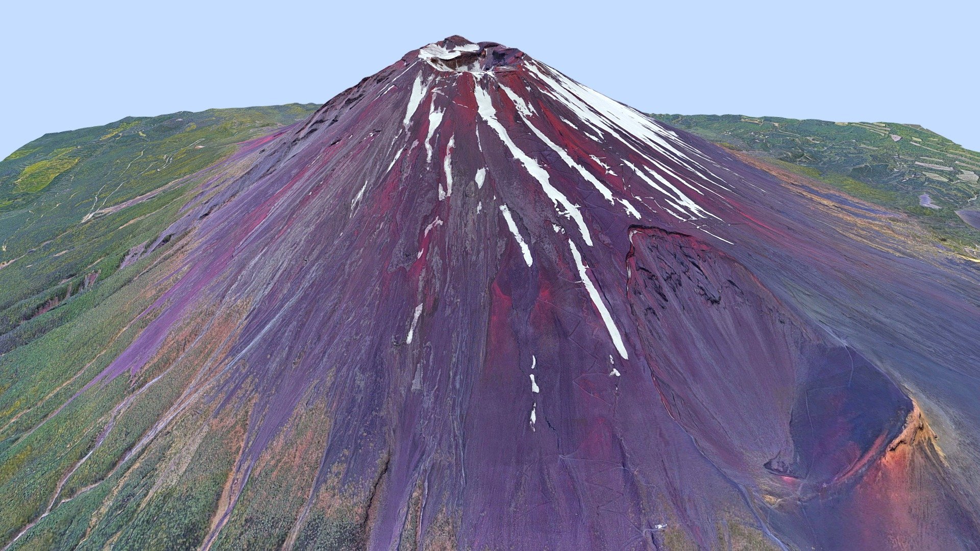 Mount Fuji (富士山, Fujisan, Japanese: [ɸɯꜜ(d)ʑisaɴ] (About this soundlisten)), located on the island of Honshū, is the highest mountain in Japan, standing 3,776.24 m (12,389.2 ft). It is the second-highest volcano located on an island in Asia (after Mount Kerinci on the island of Sumatra), and seventh-highest peak of an island on Earth. Mount Fuji is an active stratovolcano that last erupted from 1707 to 1708. The mountain is located about 100 km (62 mi) southwest of Tokyo and is visible from there on clear days. Mount Fuji's exceptionally symmetrical cone, which is covered in snow for about five months of the year, is commonly used as a cultural icon of Japan and it is frequently depicted in art and photography, as well as visited by sightseers and climbers.