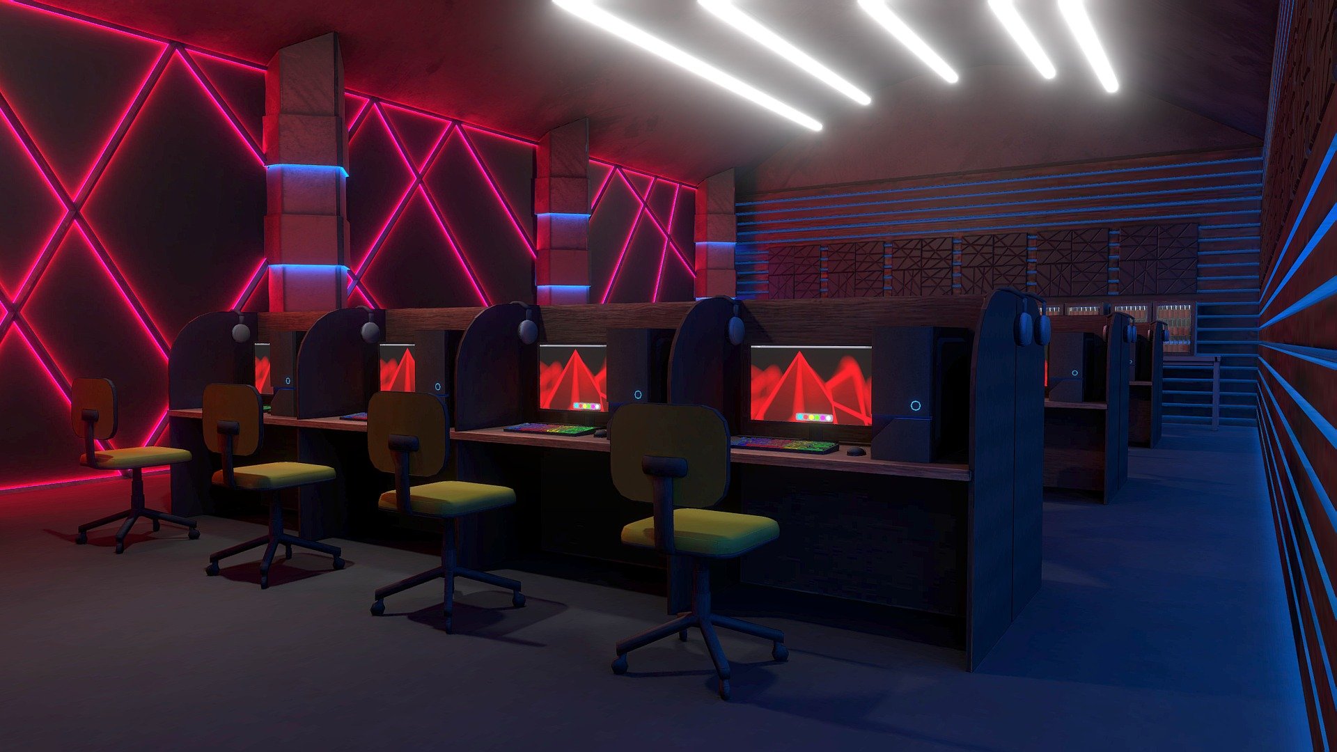 VR Cyber Cafe modeled in Blender and textured in Substance Painter.

The scene has baked in textures.