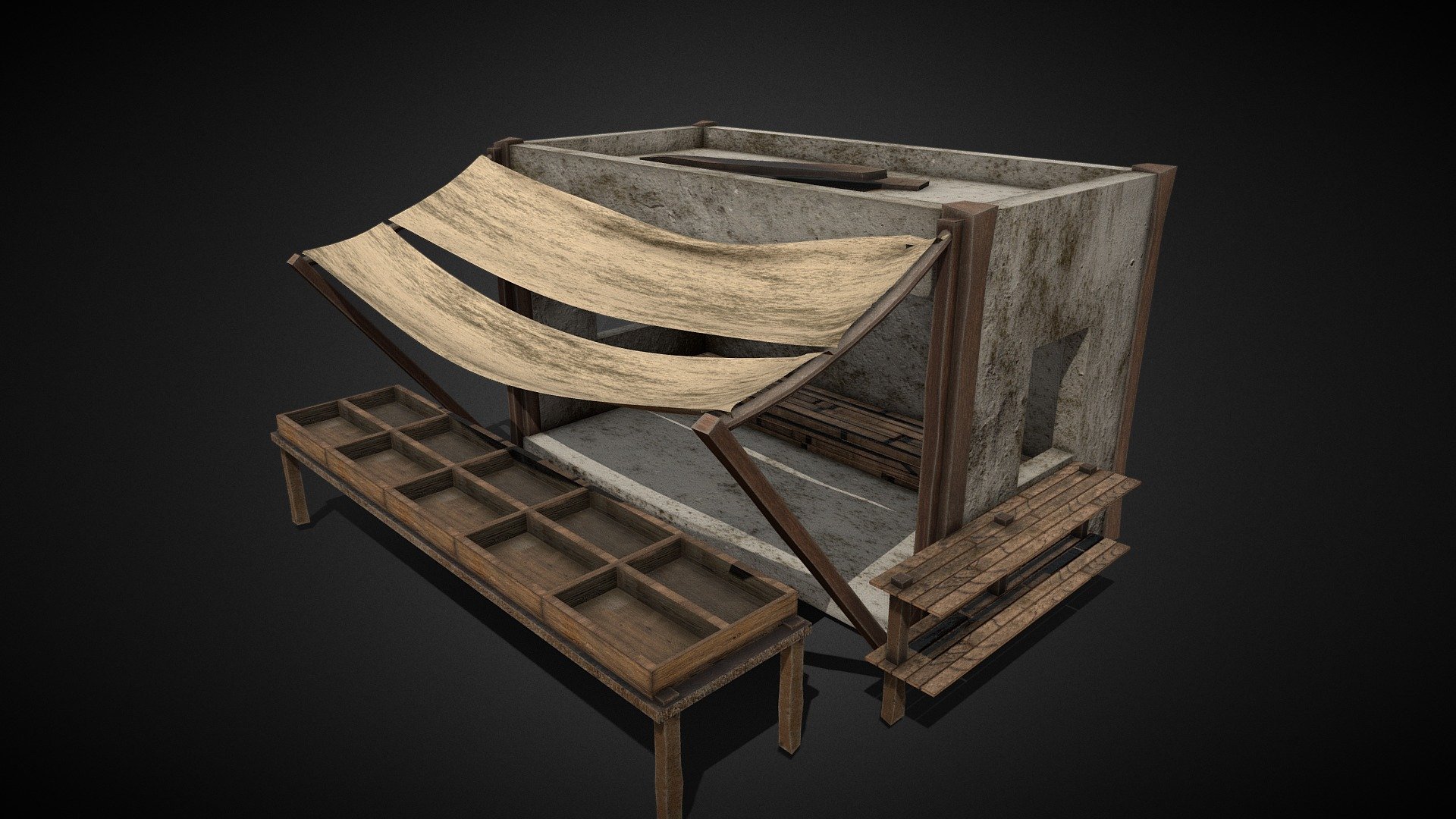 Reference Game Asset From Stronghold

The market is a one-time building, which provides access to trading raw materials, food and other commodities. Gold is exchanged in return, and a respective storage place (most of the time, stockpile, armoury or granary) with enough space has to be built in order to complete a transaction.

Create With Blender And Substance Painter

Note : You can email me if you need something or you need the blender file