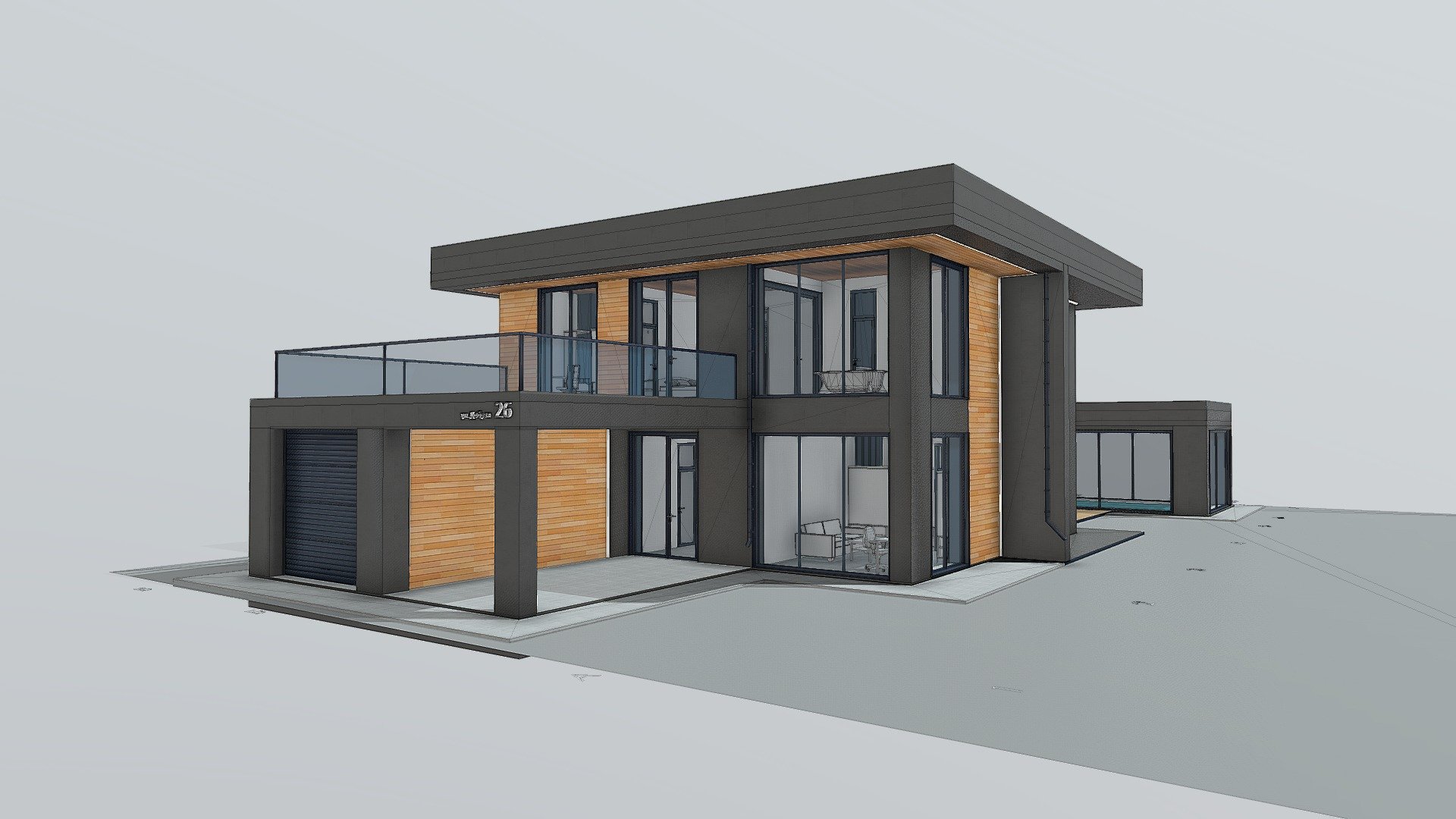 The total area of ​​the house with a garage is 217.4 sq.m.
Terraces - 230 sq.m
Canopy - 49.2 sq.m
Spa complex with swimming pool - 83.5 sq.m

Bedroom
master bedroom
Cabinet-guest
2 bathrooms
Kitchen-living room with pantry
Laundry with linen
Hallway
Holly
Sauna with waiting for rest and a bathroom.
Boiler room
Garage for 1 car
Canopy for 1m/m