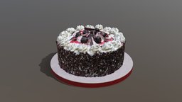 Black Forest Gateau cake, cherry, chocolate, fresh, berry, birthday, scanned, bakery, gateau, photogrammetry, 3dsmax, 3dsmaxpublisher
