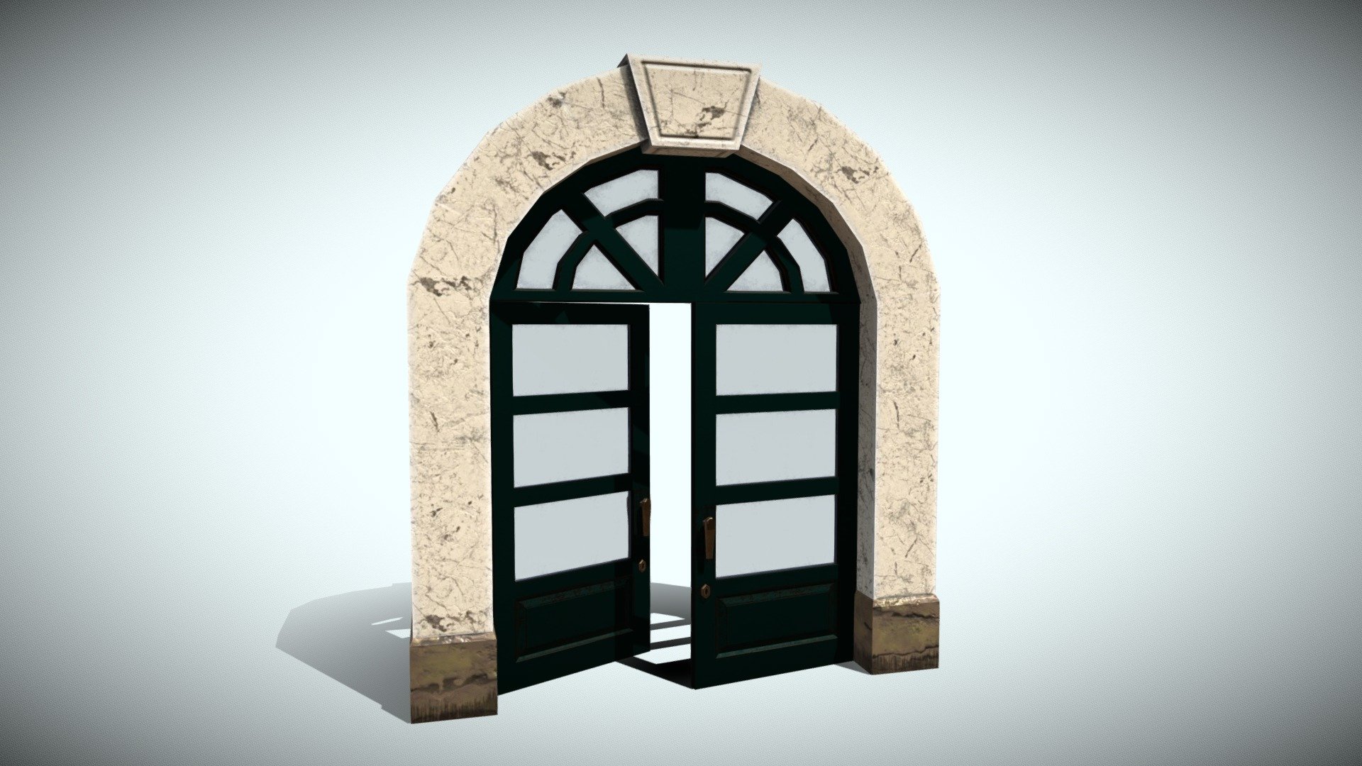Old train station door, made up of 3 models. Door frame, glass arch and door. Realistic models with few polygons, good for use in games. The 3d models come separately so you can assemble them to your liking. In additional download there are more formats, .dae .fbx .obj.