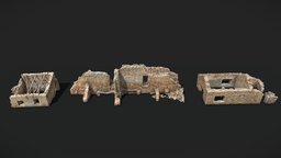 Old Village Building Ruins Scans abandoned, ruins, medieval, broken, big, farm, realistic, old, real, destroyed, large, photoreal, photoscan, photogrammetry, 3d, blender, model, scan, stone, house, building, village, noai