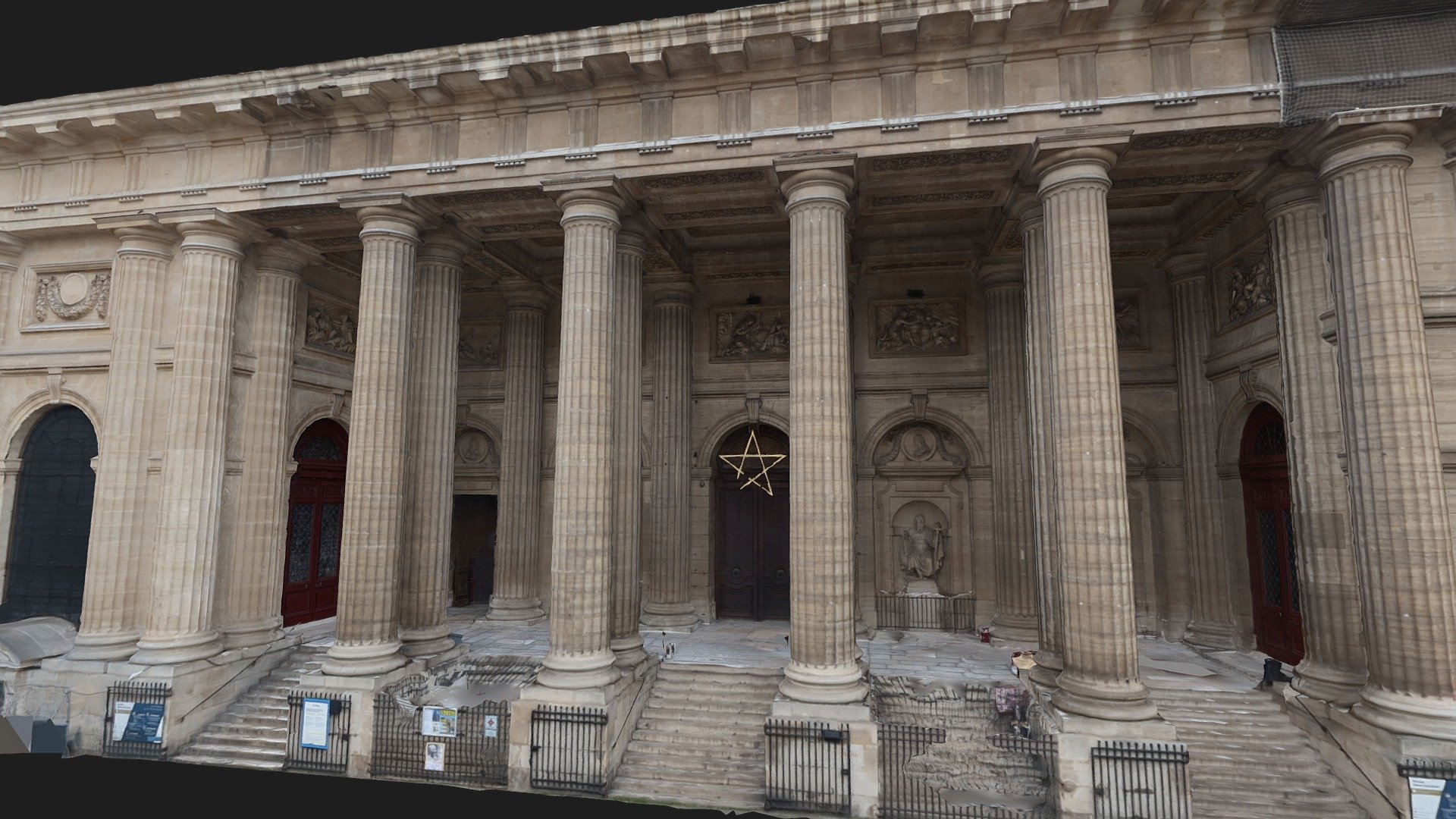 The square has been scanned in high resolution 0.1 mm / px for a total immersion in augmented reality. 

The Saint-Sulpice church is a Catholic parish church located in the Odéon district, 75006 Paris.

3D facade scan

Download features:

FBX, file format

Optimized UV layout

8K textures (shown here - included in download)

Textures in PNG

Download size : 86 mb

Mesh properties :

Optimised poly count (300K triangles)

Topology model is OK

Scale is OK

Canon G7X, Photos, 984

VR / AR ir ready