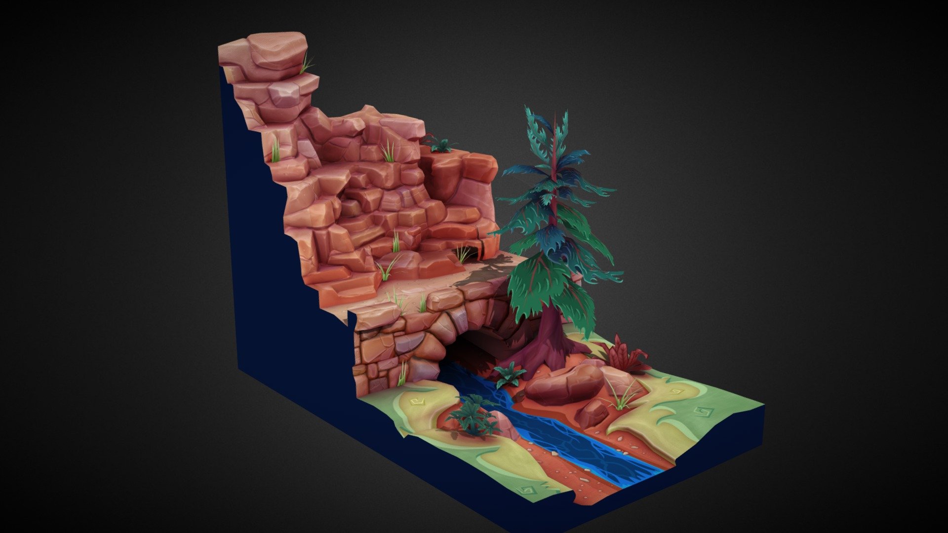 Valley Diorama: 5270 triangles, 2048 diffuse and alpha map