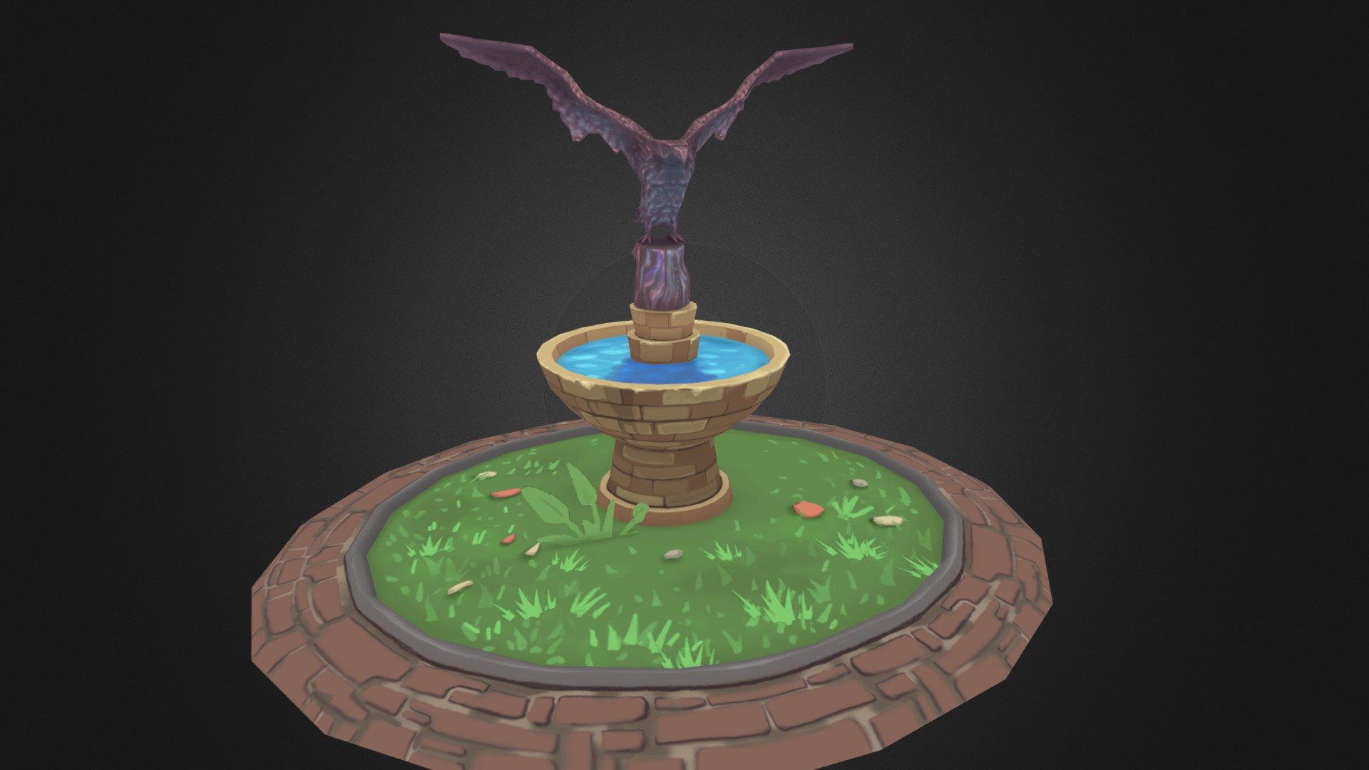 The Eagle and Fountain assets had been my favorite pieces from the TMNT Mutant Madness zoo scene. It was fun to do the surface work on the state and especially fun to paint in the bounced underlighting from the water below.