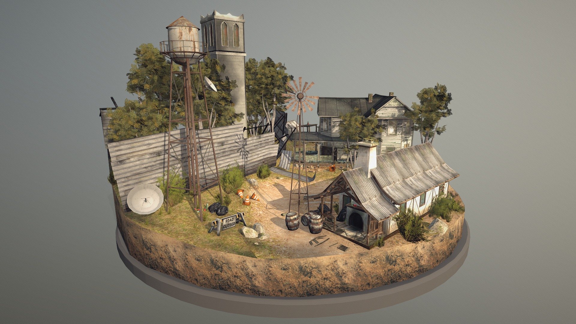 An end-term assignment for my 3D low poly class at Digital Arts &amp; Entertainment. I had to recreate a low poly cityscene using as much reference as possible. I chose The Walking Dead as reference since I like the overall scenerey of the TV series.