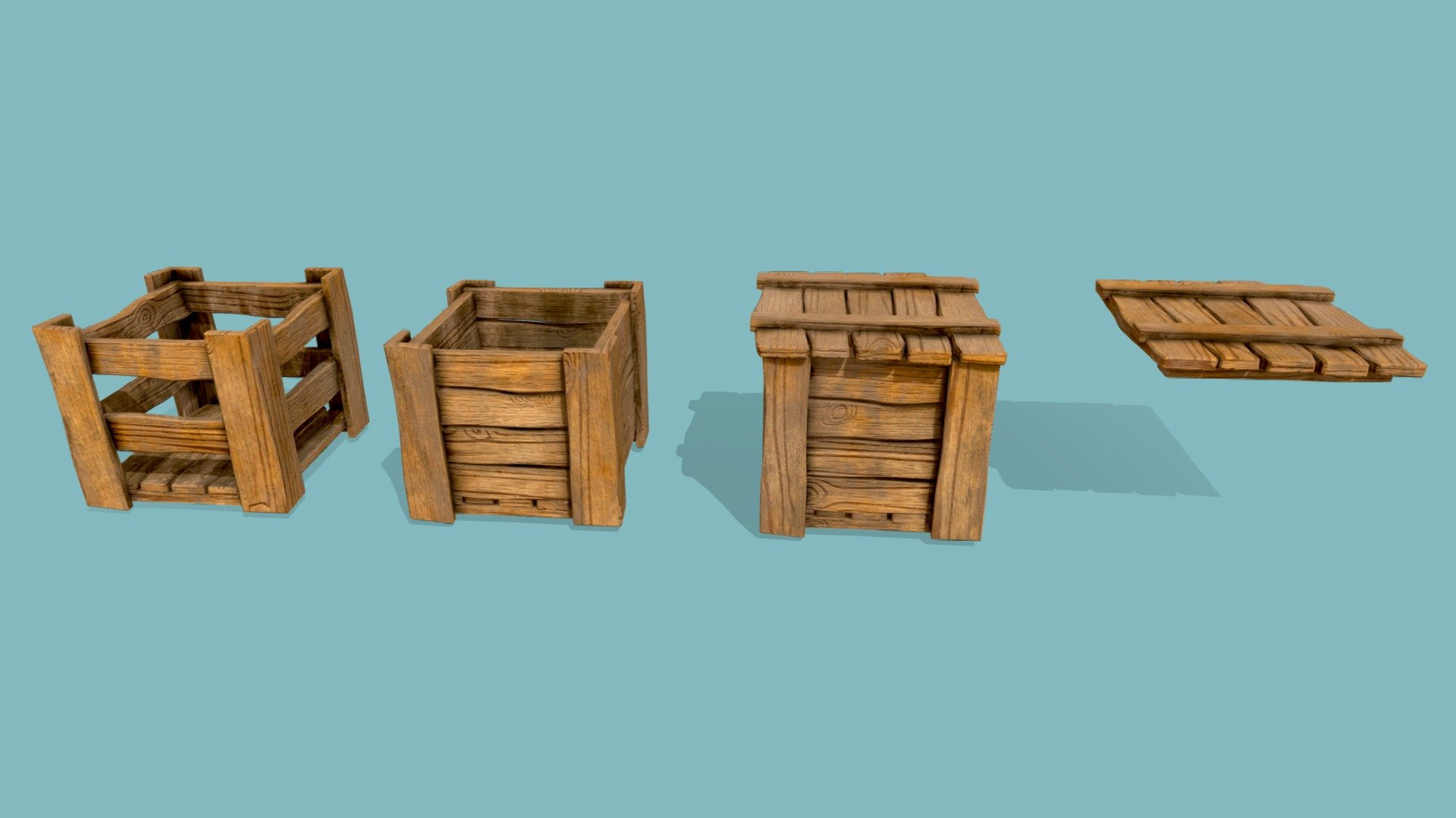 Crates modelled in Maya 2023 and textured in Substance Painter. I was inspired by my asset pack last year with barrels and crates, however I was not a fan of the topology so couldn't just do a re-texture like I did with the barrel asset pack.