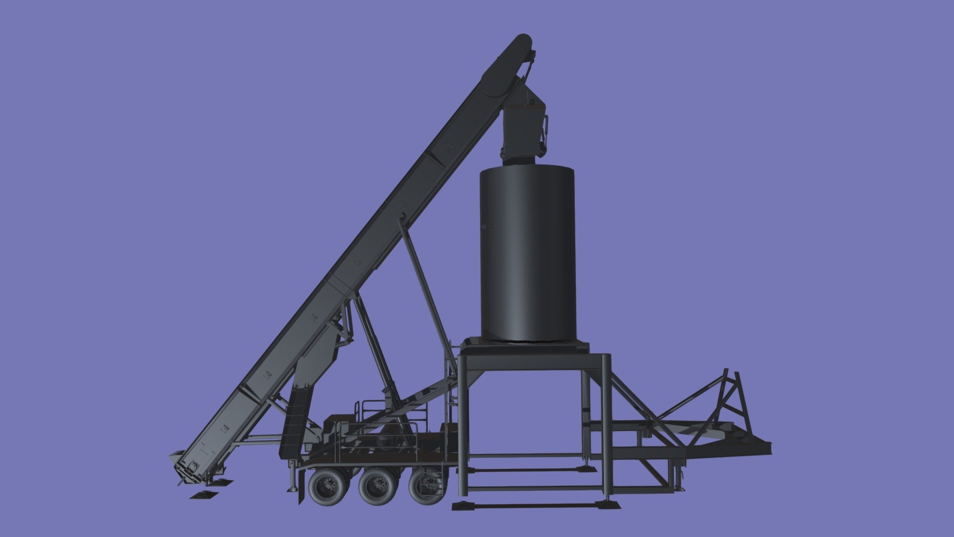 Low/mid poly model of the part of  Mobile asphalt plant