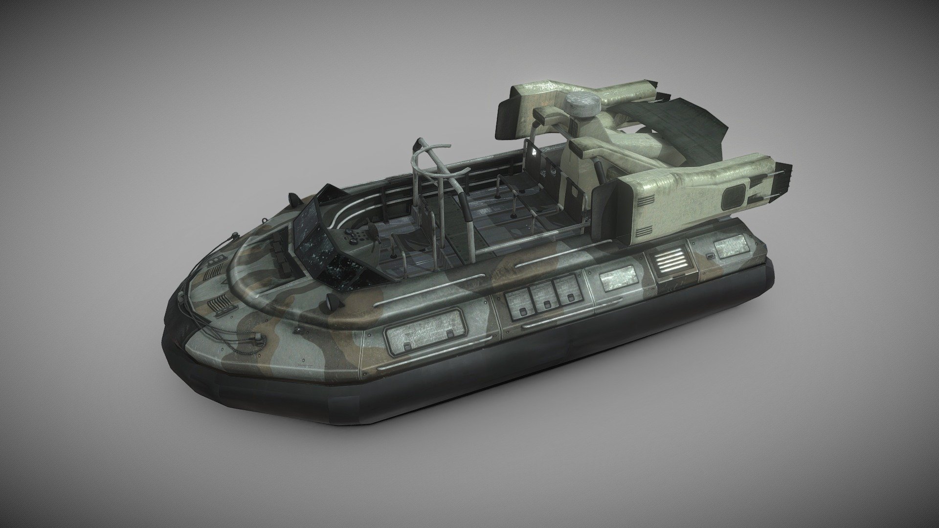 Are you ready to hover off the ground and into the sky? Let this futuristic vehicle take your game to new heights with its realistic 3D design, high resolution textures, and ready-to-use PBR setup.

Now you can bring a hovercraft to your next space adventure game. This model is 4k-baked and fully textured with low poly counts. The model is designed to be low poly and render-friendly.
