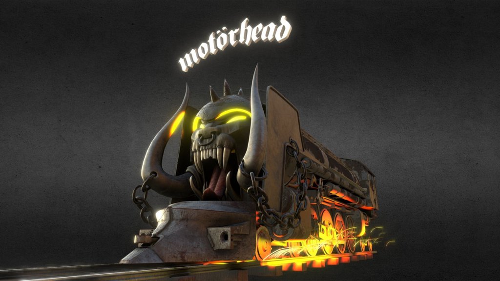 Though it ended up a bit too polygon-heavy, I am still happy how this turned out. My main difficulty was to render out curvature maps for the rust and scratch effects in Substance painter, but Xnormal does a good enough job after some tweaking around in Substance Painter.

This is a model based off of Joe Petagno’s cover art for the 1986 album “Orgasmatron” by Motörhead. Petagno is the original artist behind Motörheads famous boar-like figurehead and the guy behind their album art. He has also created Led Zeppelins famous Icarus character and artwork for many other bands of different genres, even covers for sci-fi books.

Original image: http://i.imgur.com/ErxWNfi.jpg

It is one of my favorite album covers, and it captures what rock and metal should be, a  fast and heavy rock and roll train coming out the speakers and through your brain.