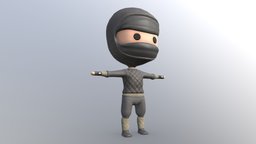 Chibi Ninja cute, chibi, fighter, ninja, shinobi, game, low, poly, character-character-model-game-character