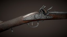 Shotgun Ferguson rifle 1770 rifle, ferguson, arms, old, game-ready, old-weapon, weapon, pbr, lowpoly, military, shotgun, gun