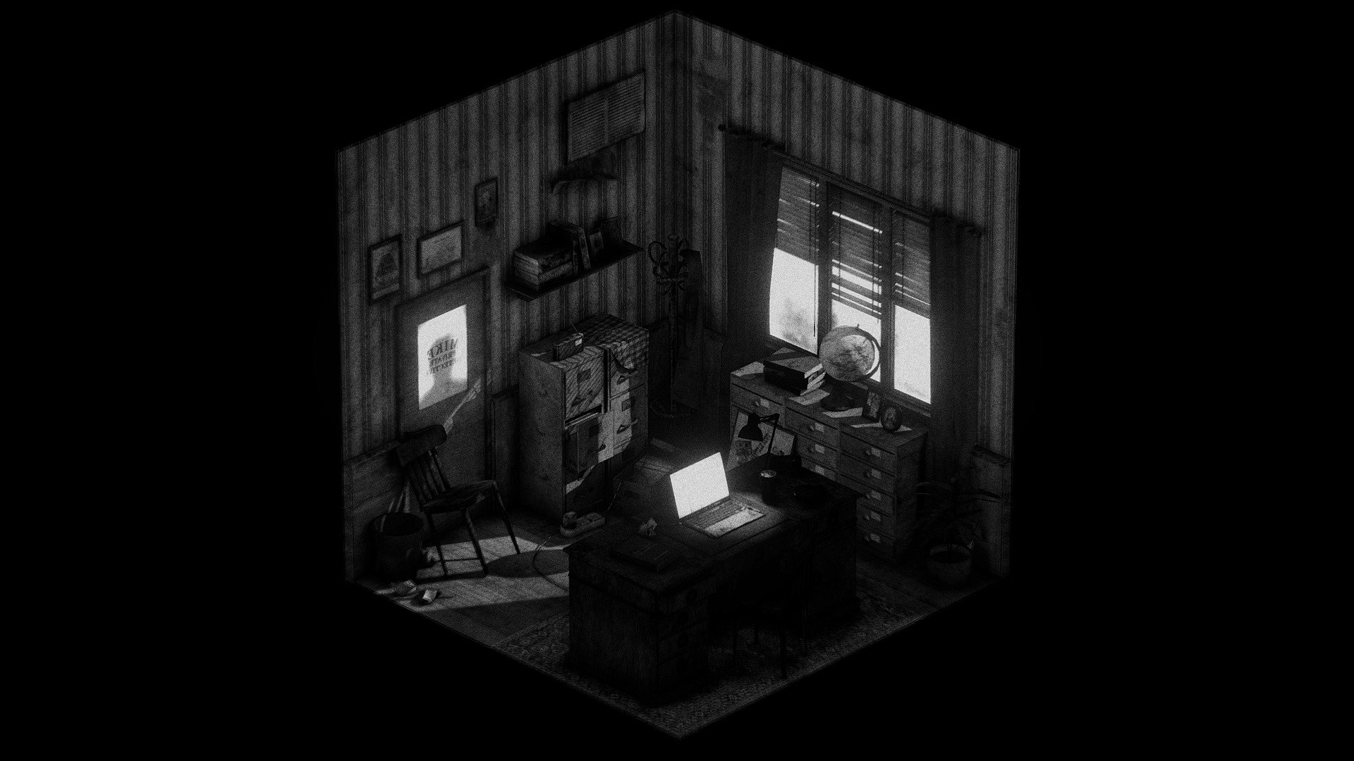 Hello there,

It's been a long time since I uploaded some project on Sketchfab. I was very inspired by the Isometric Room Challenge, so here we go :) 

I always wanted to create that kind of Film Noir Atmosphere, so I jumped on the occasion.  #Isometric2020Challenge

**Music credit : **
MusicByPedro
341 S. College Rd, Ste 11
PMB 2038
Wilmington, NC 28403
