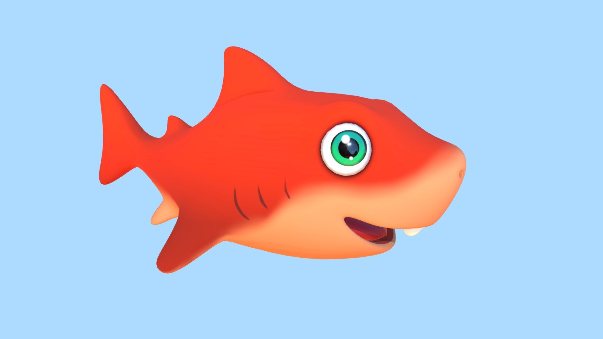 Cute baby shark character with texture